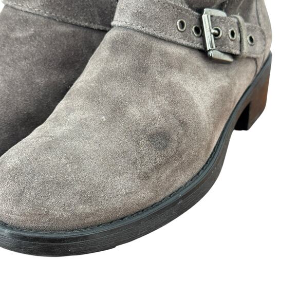 Aquatalia Moto Boot Sophia Buckle Suede Waterproof Women's SZ 6.5 Winter Gray - Picture 7 of 11